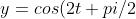 y = cos(2t + pi/2)